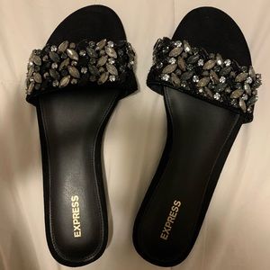 Black Jeweled Sandals